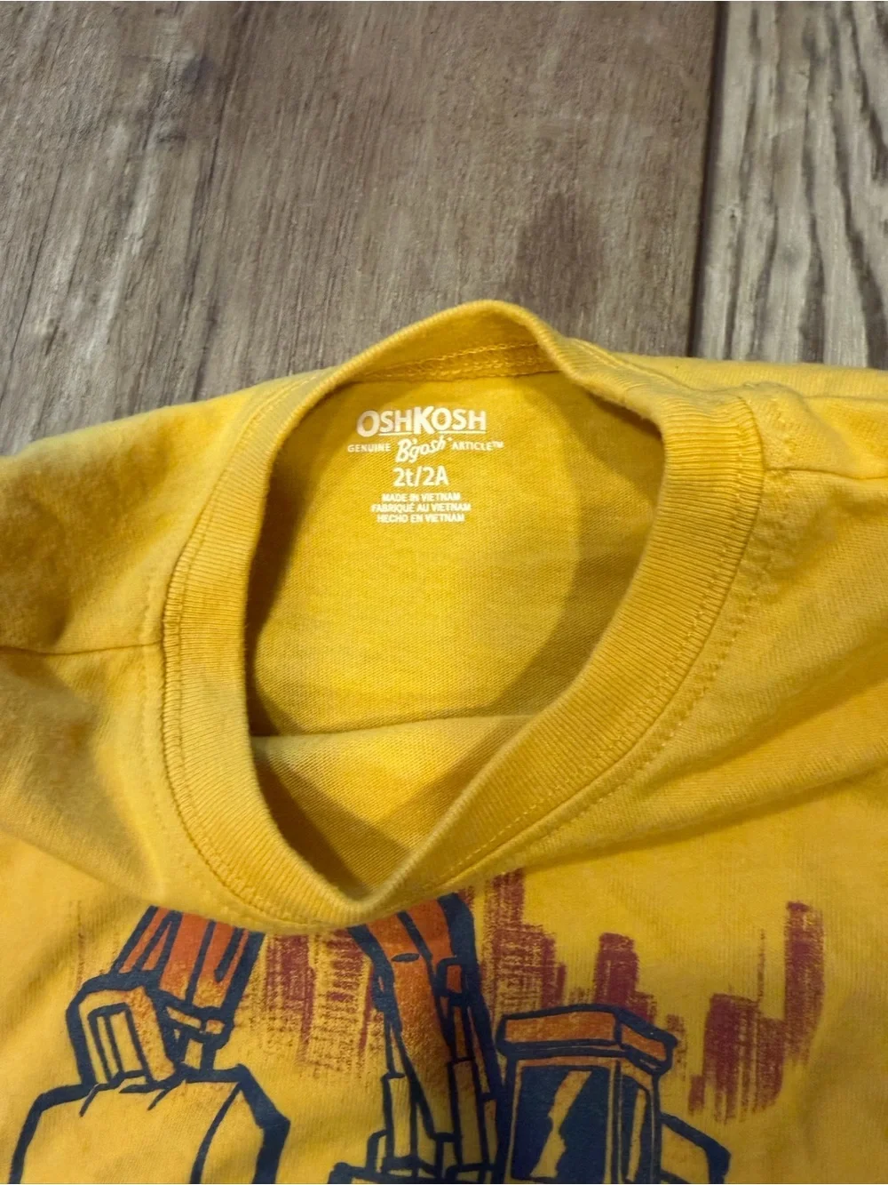 OshKosh B'gosh Yellow Long Sleeve Excavator Tee & Gray Heartbreaker Tee
